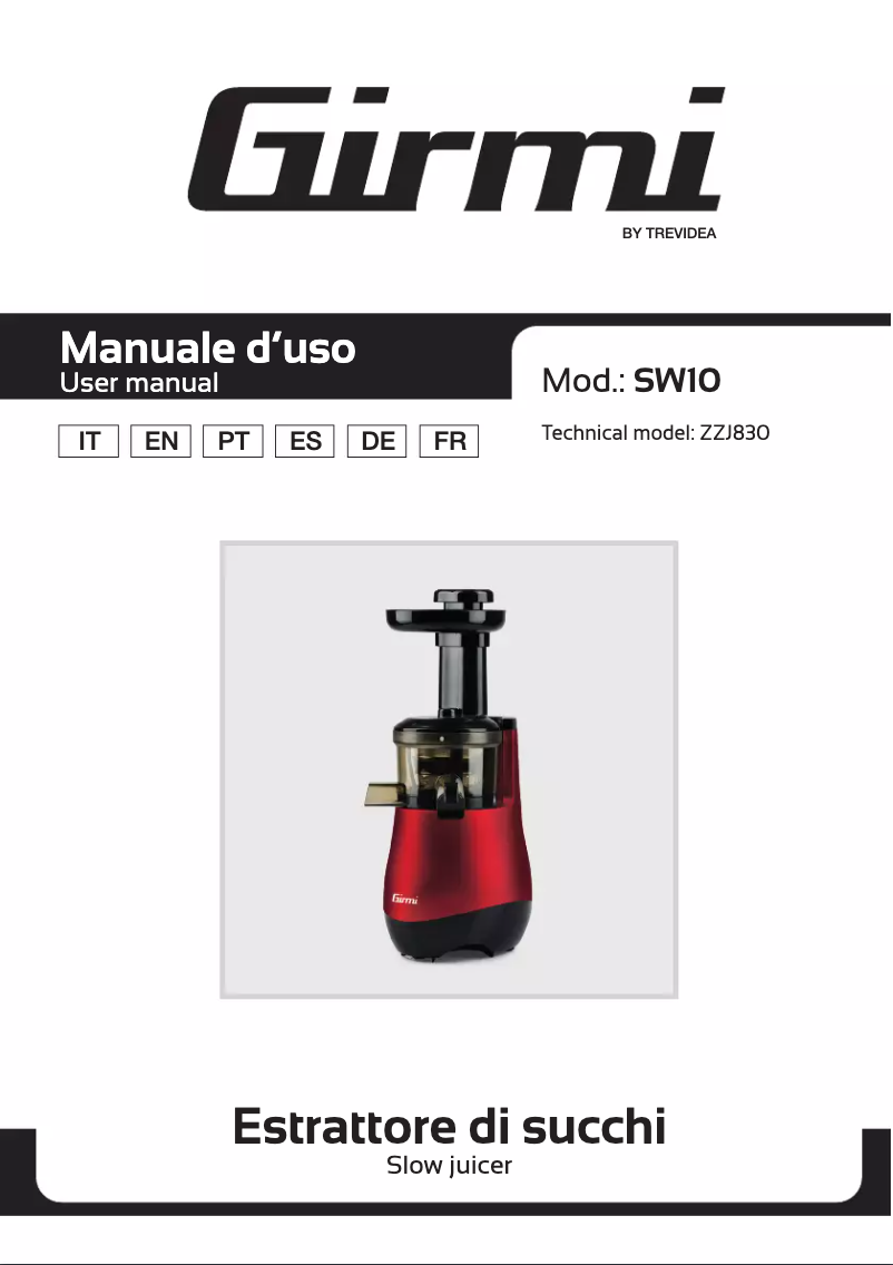 Image de la première page du manuel de l'appareil SW10