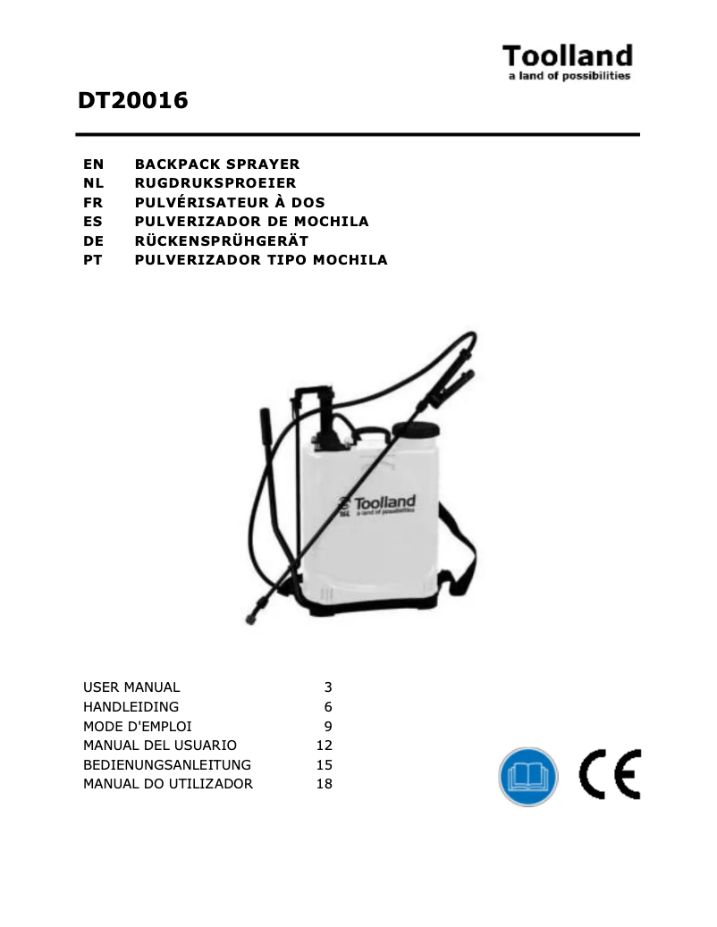 Imagen de la primera página del manual del dispositivo DT20016