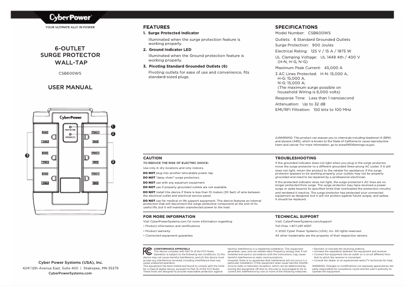 Imagen de la primera página del manual del dispositivo CSB600WS
