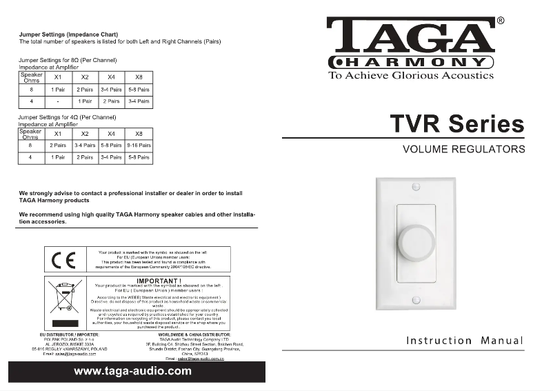 Page 1 de la notice Manuel utilisateur Taga Harmony TVR-7