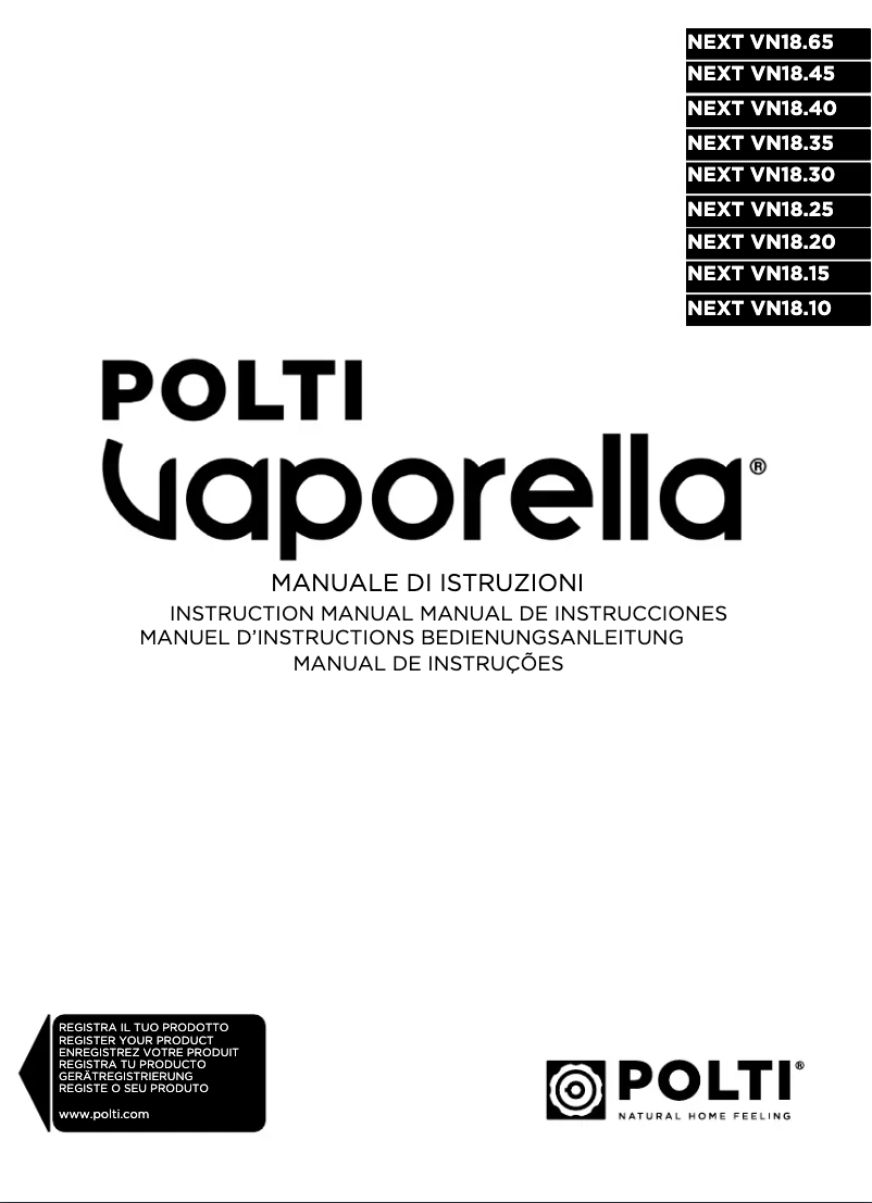 Page n°1 - Manuel utilisateur Polti Vaporella Next VN18.25