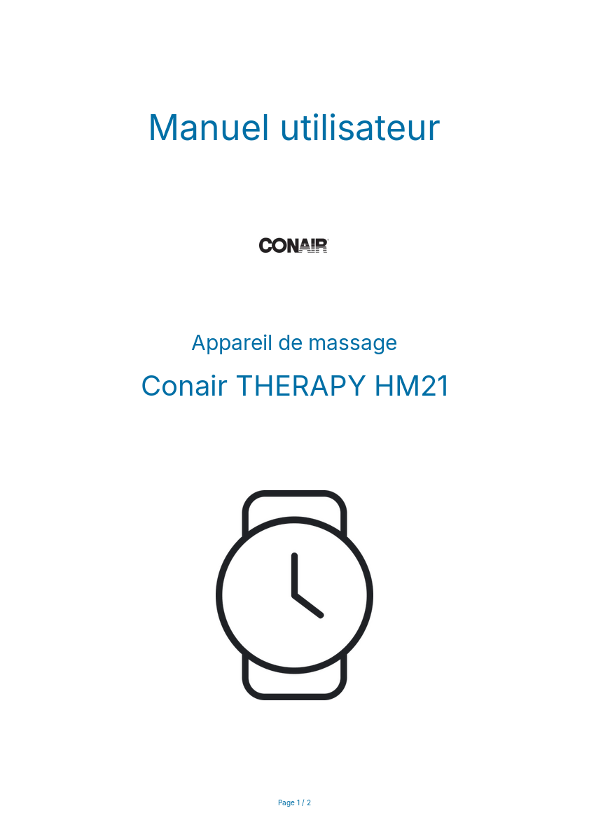 Image de la première page du manuel de l'appareil THERAPY HM21