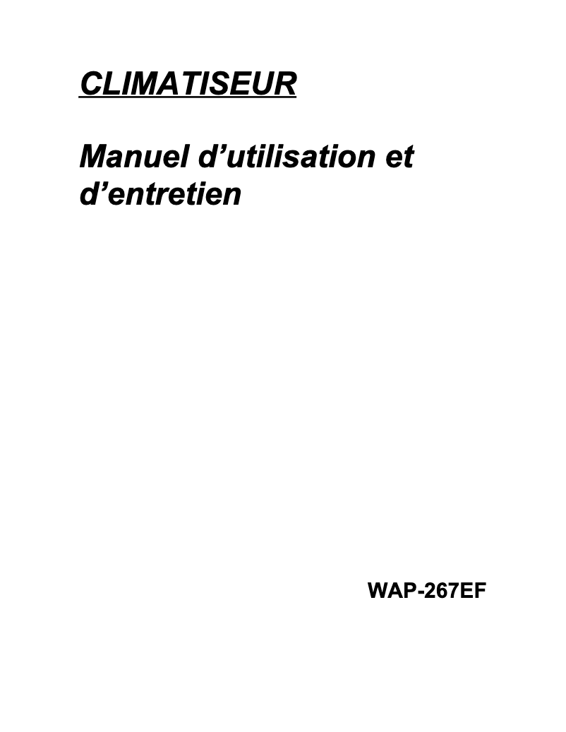 Page n°1 - Manuel utilisateur Equation WAP-267EF