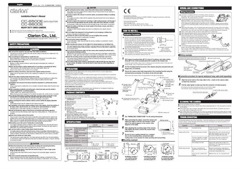 Page 1 de la notice Manuel utilisateur Clarion CC-6600E