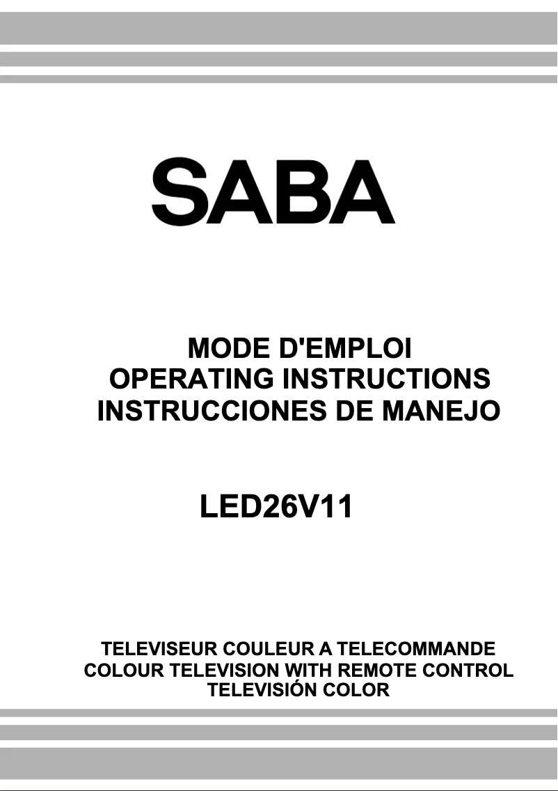 Page n°1 - Manuel utilisateur Saba LED26V11