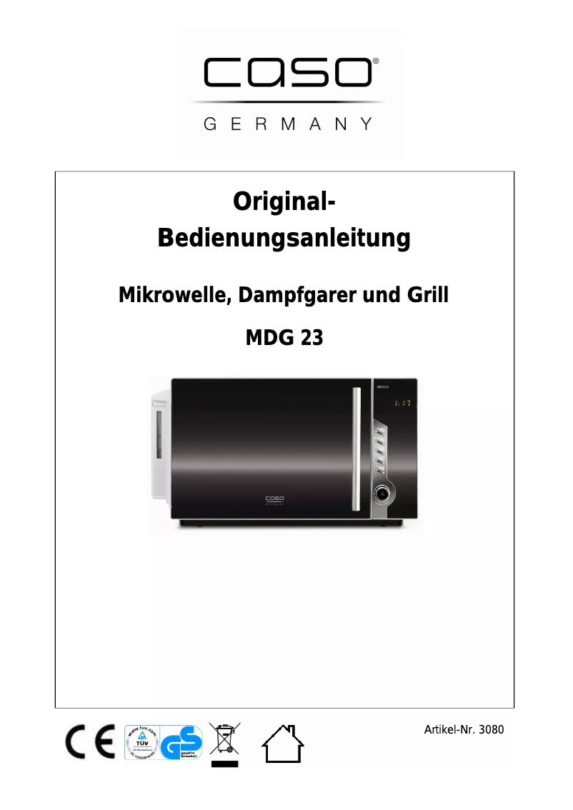 Page 1 de la notice Manuel utilisateur Caso MDG 23 - 3080