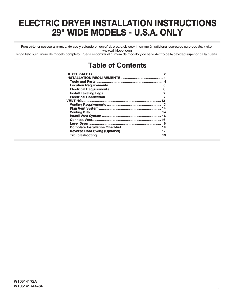 Page 1 de la notice Guide d'installation Amana YNED4655EW