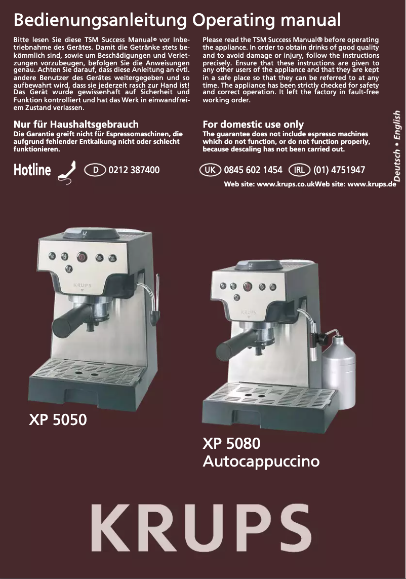 Page n°1 - Manuel utilisateur Krups XP5080