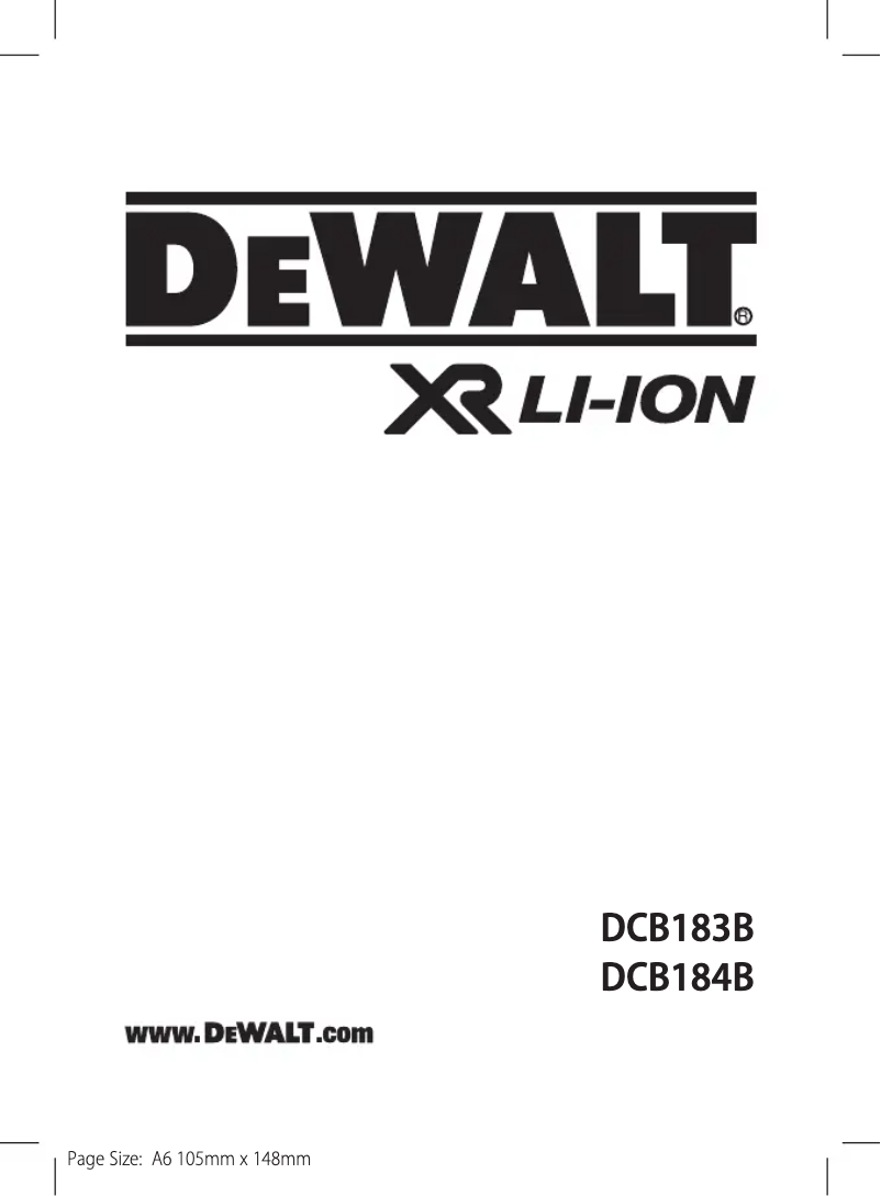 Page 1 de la notice Manuel utilisateur DeWalt DCB184B