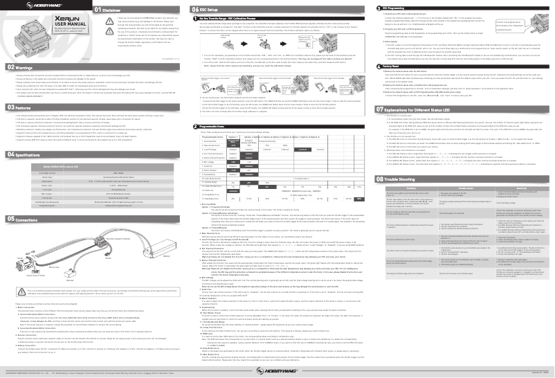 Page 1 de la notice Manuel utilisateur Hobbywing XeRun XR10 Justock G3S