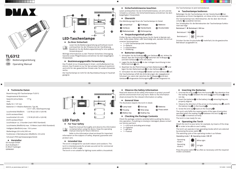 Image de la première page du manuel de l'appareil TLG 312