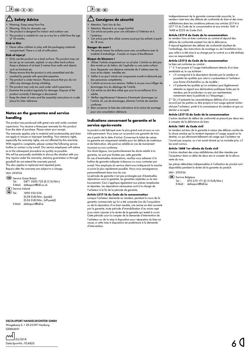 Page 1 de la notice Manuel utilisateur Playtive IAN 292936