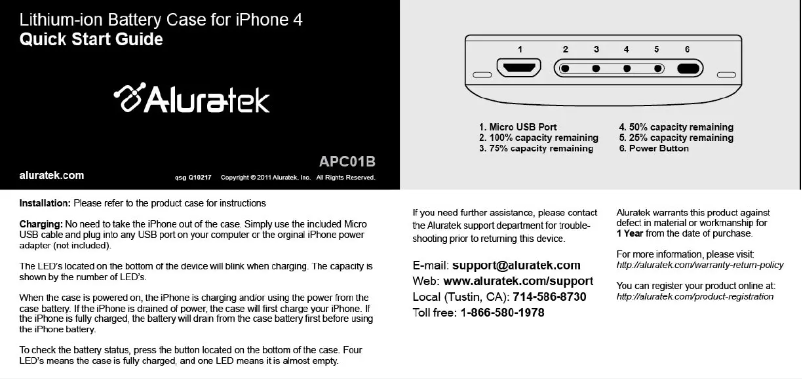 Page n°1 - Manuel utilisateur Aluratek APC01B