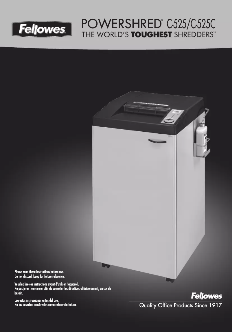 Image de la première page du manuel de l'appareil Powershred C-525