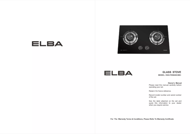 Page 1 de la notice Manuel utilisateur Elba EGH-F8582GX(BK)