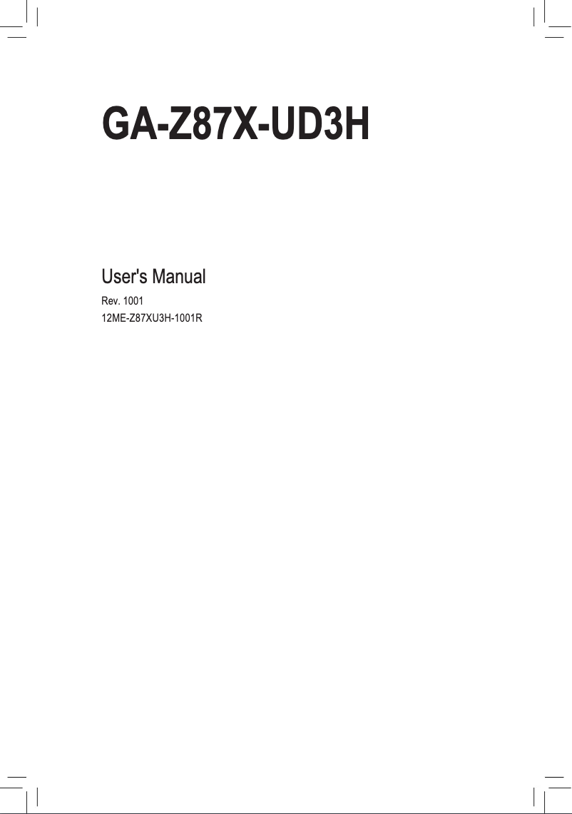 Image de la première page du manuel de l'appareil GA-Z87X-UD3H