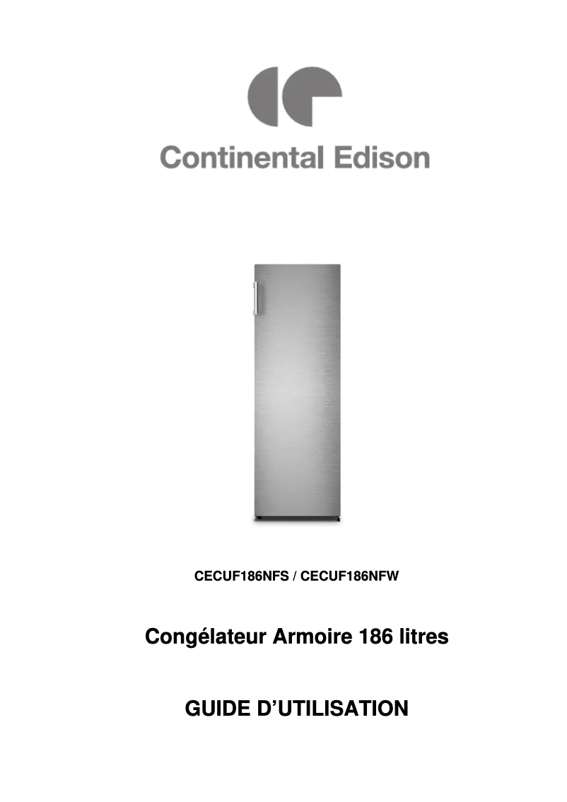 Page n°1 - Manuel utilisateur Continental Edison CECUF186NFS