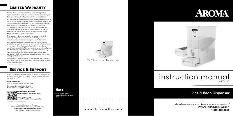 Page 1 de la notice Manuel utilisateur Aroma ARD-133