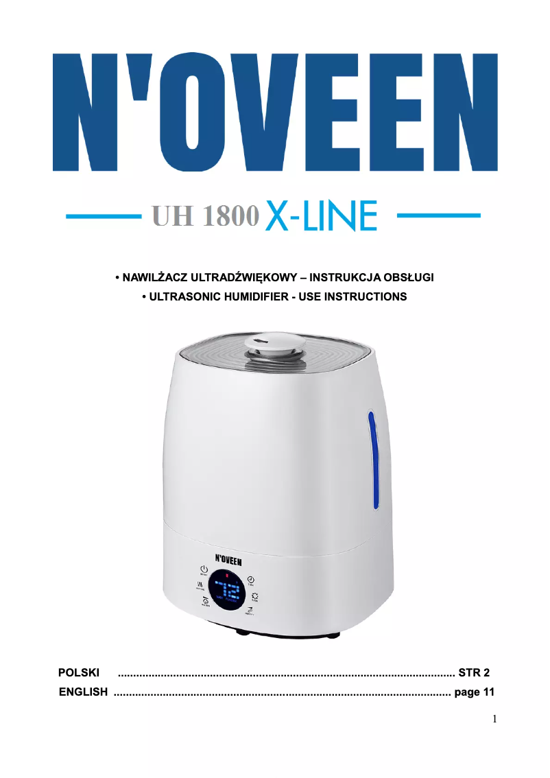 Page n°1 - Manuel utilisateur N'oveen UH1800