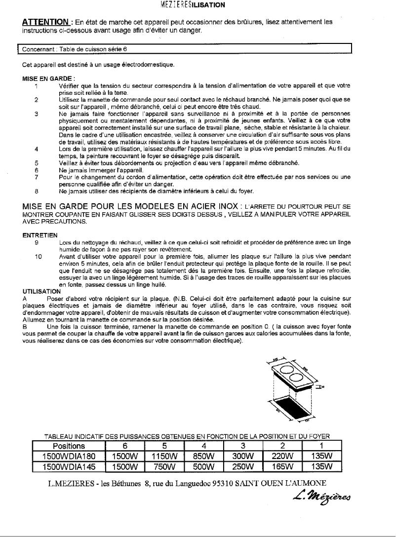 Page n°1 - Manuel utilisateur Mezieres 630