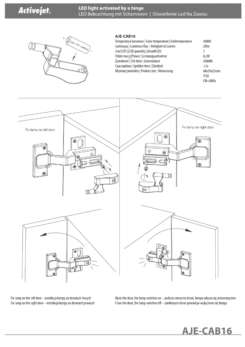 Page n°1 - Manuel utilisateur ActiveJet Activejet AJE-CAB16