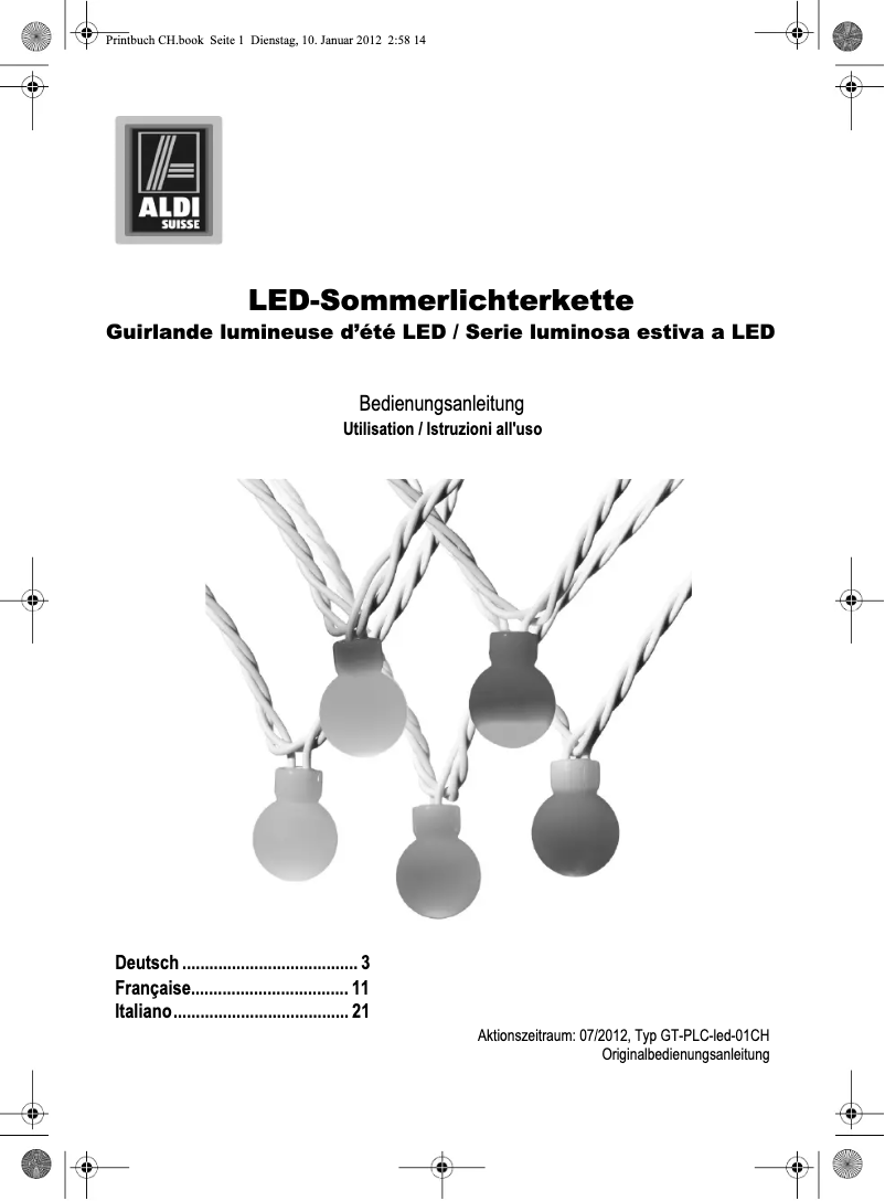 Page 1 de la notice Manuel utilisateur GlobalTronics GT-PLC-led-01