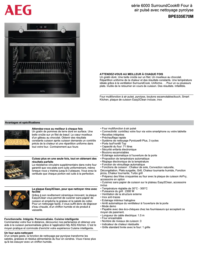 Página 1 del manual Ficha técnica AEG BPE535E70M