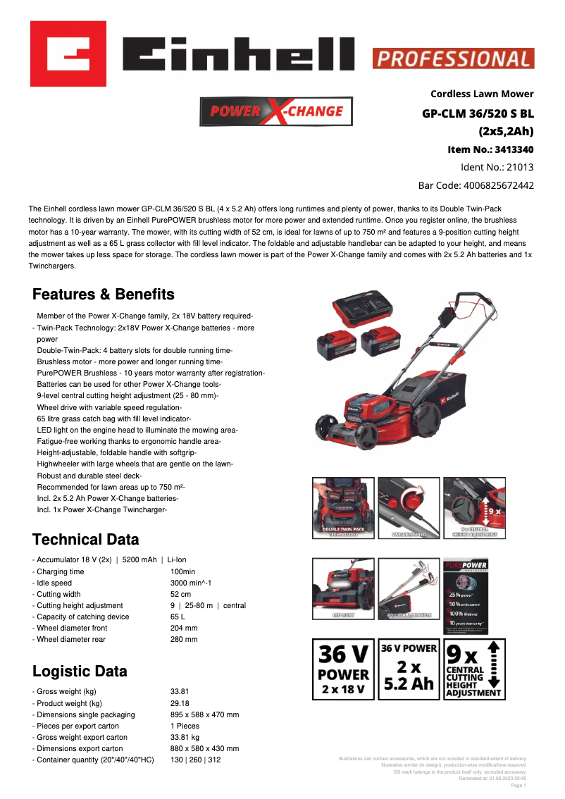 Image de la première page du manuel de l'appareil GP-CLM 36/520 S BL