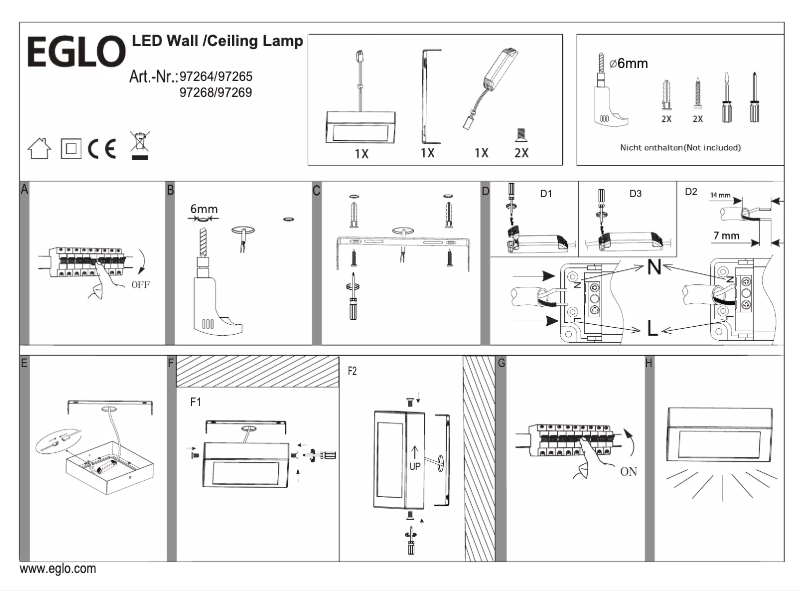 Page 1 de la notice Manuel utilisateur Eglo 97269