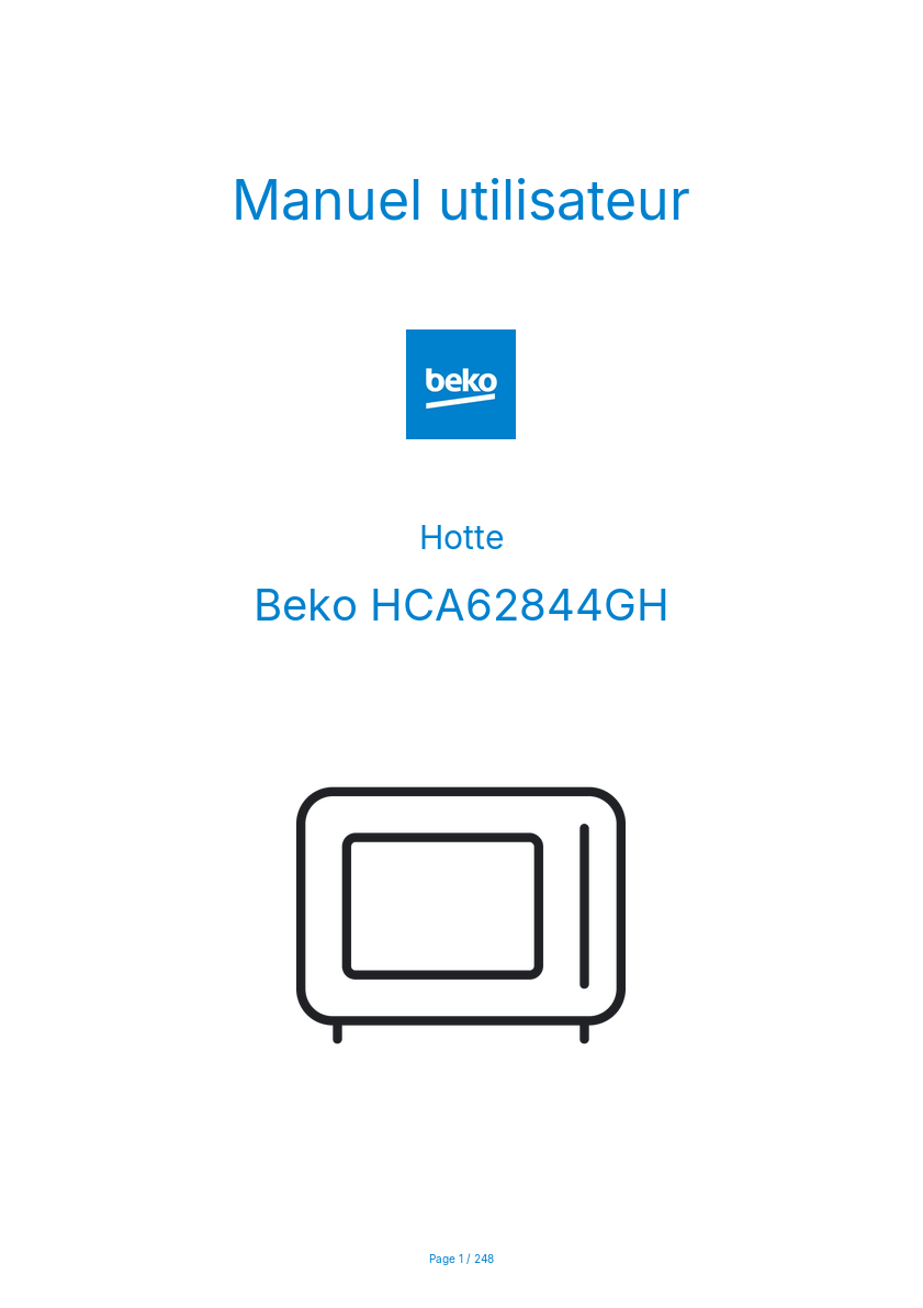 Page n°1 - Manuel utilisateur Beko HCA62844GH