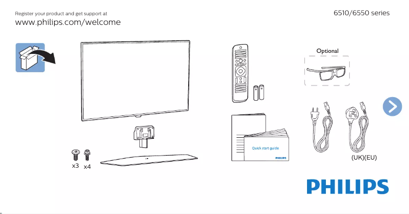 Page 1 de la notice Guide de démarrage rapide Philips 40PFT6510