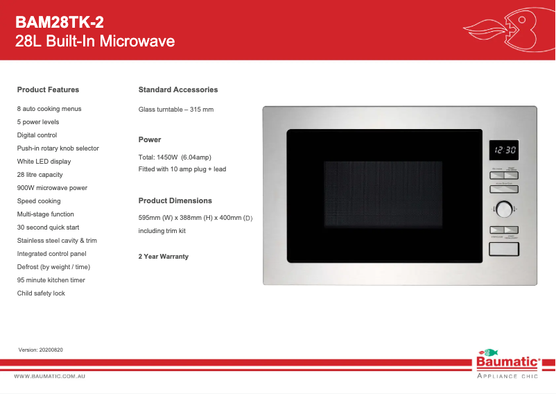 Image de la première page du manuel de l'appareil BAM28TK-2