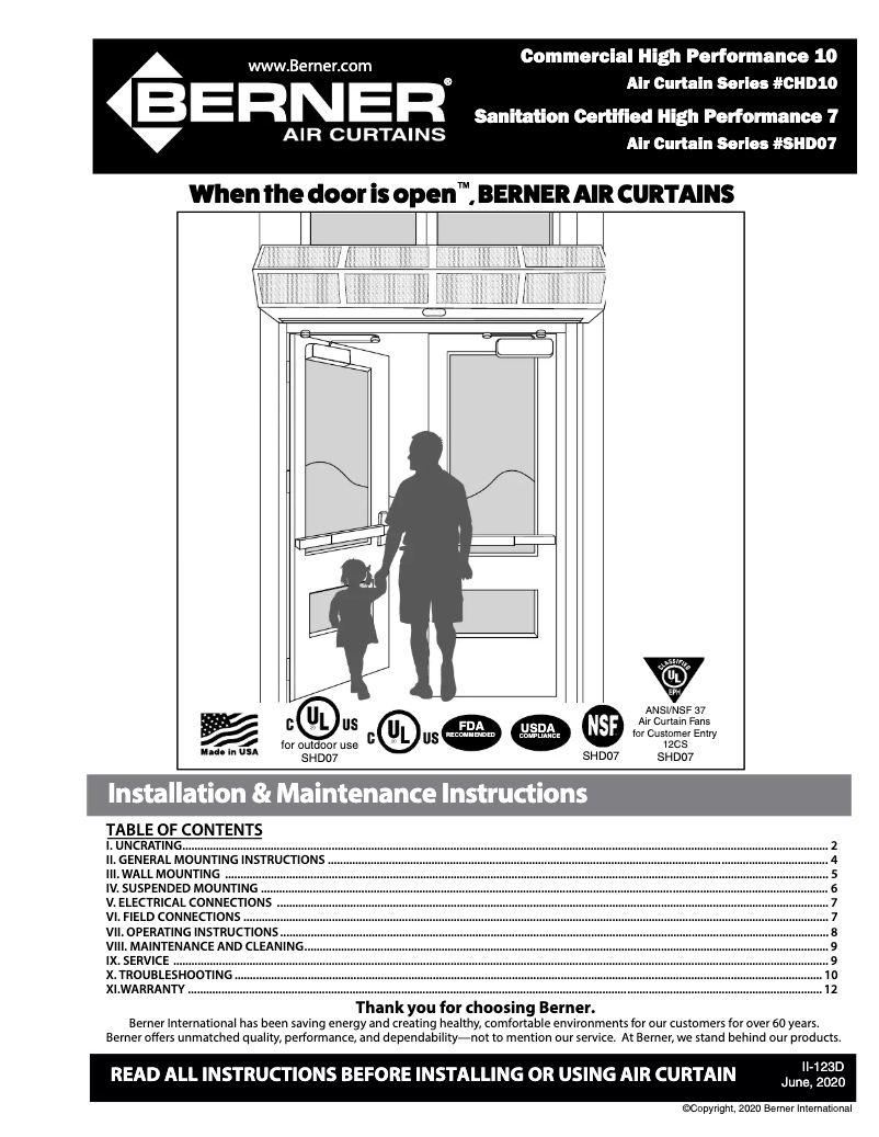 Image de la première page du manuel de l'appareil SHD07-1036AA