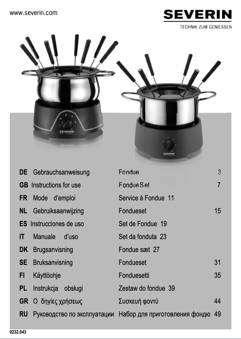 Page n°1 - Manuel utilisateur Severin FO 9237