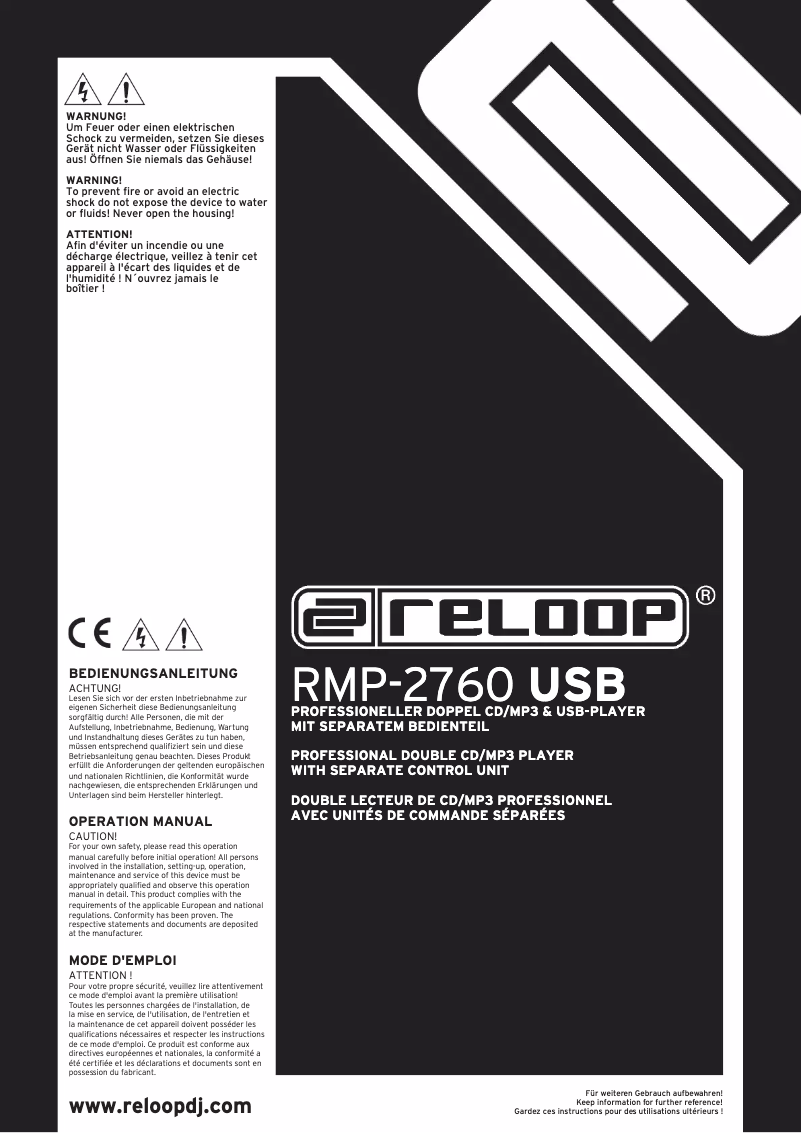 Page n°1 - Manuel utilisateur Reloop RMP-2760 USB