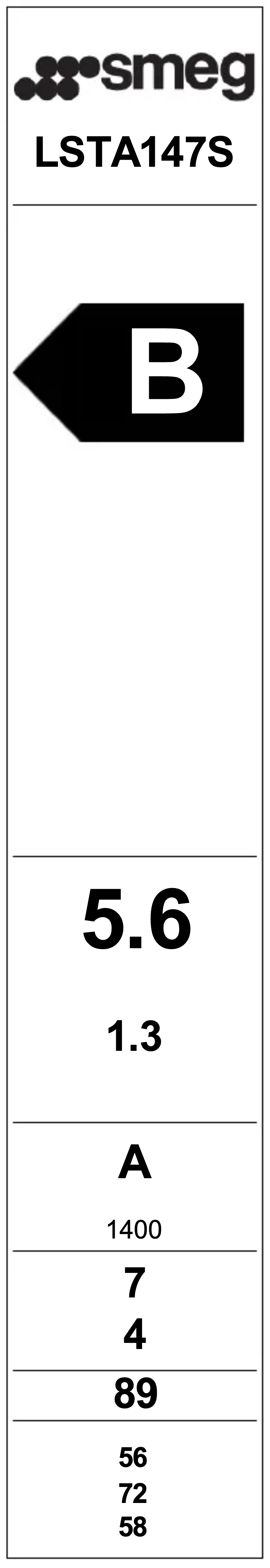 Page n°1 - Label énergétique Smeg LSTA147S