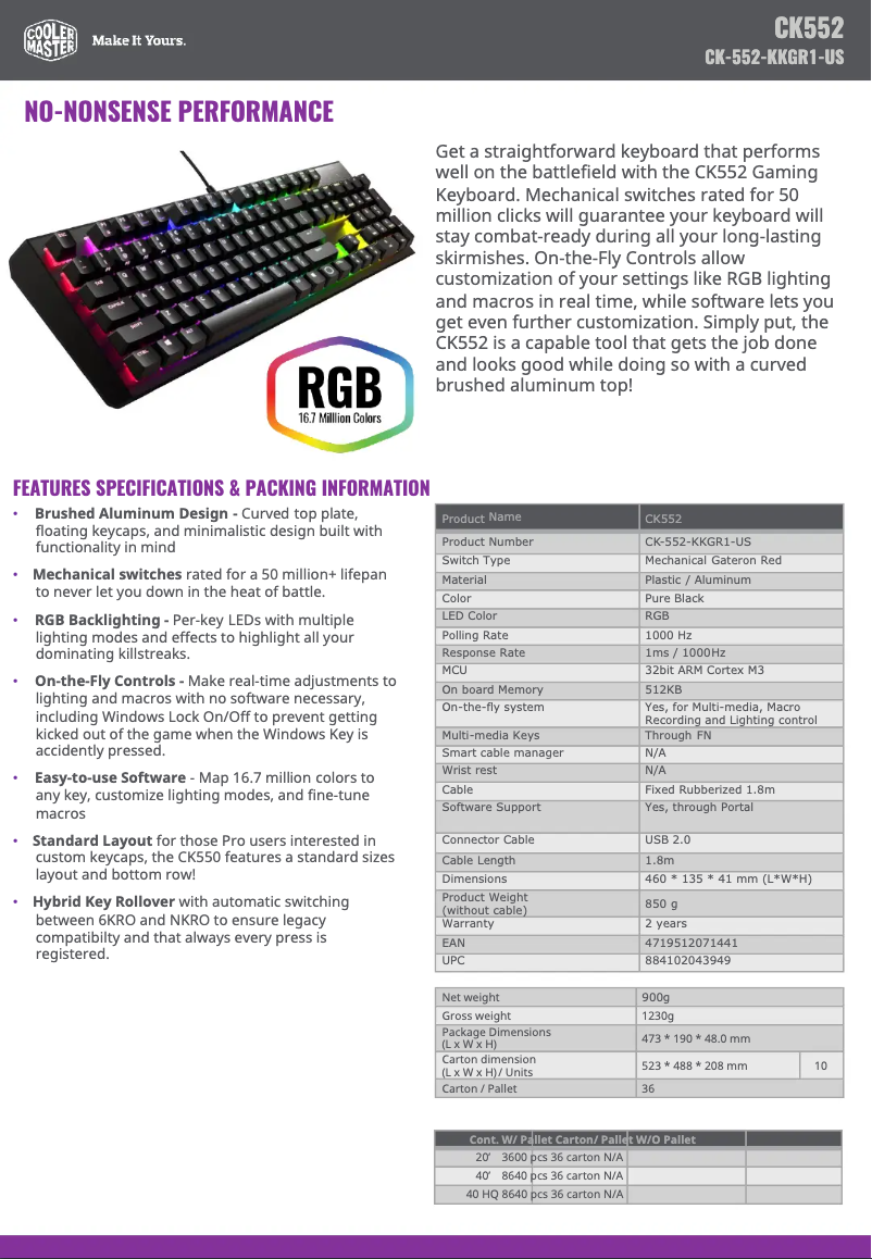 Image de la première page du manuel de l'appareil Gaming CK552