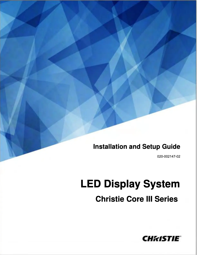 Page n°1 - Manuel utilisateur Christie Core III