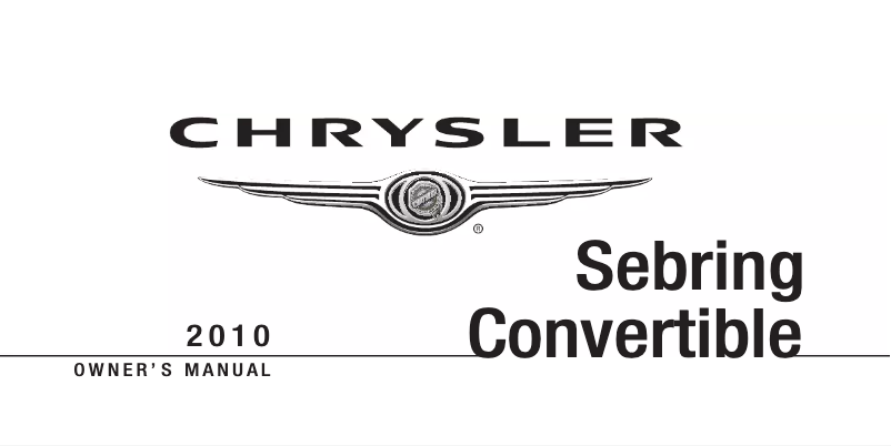 Page 1 de la notice Manuel utilisateur Chrysler Sebring Convertible (2010)