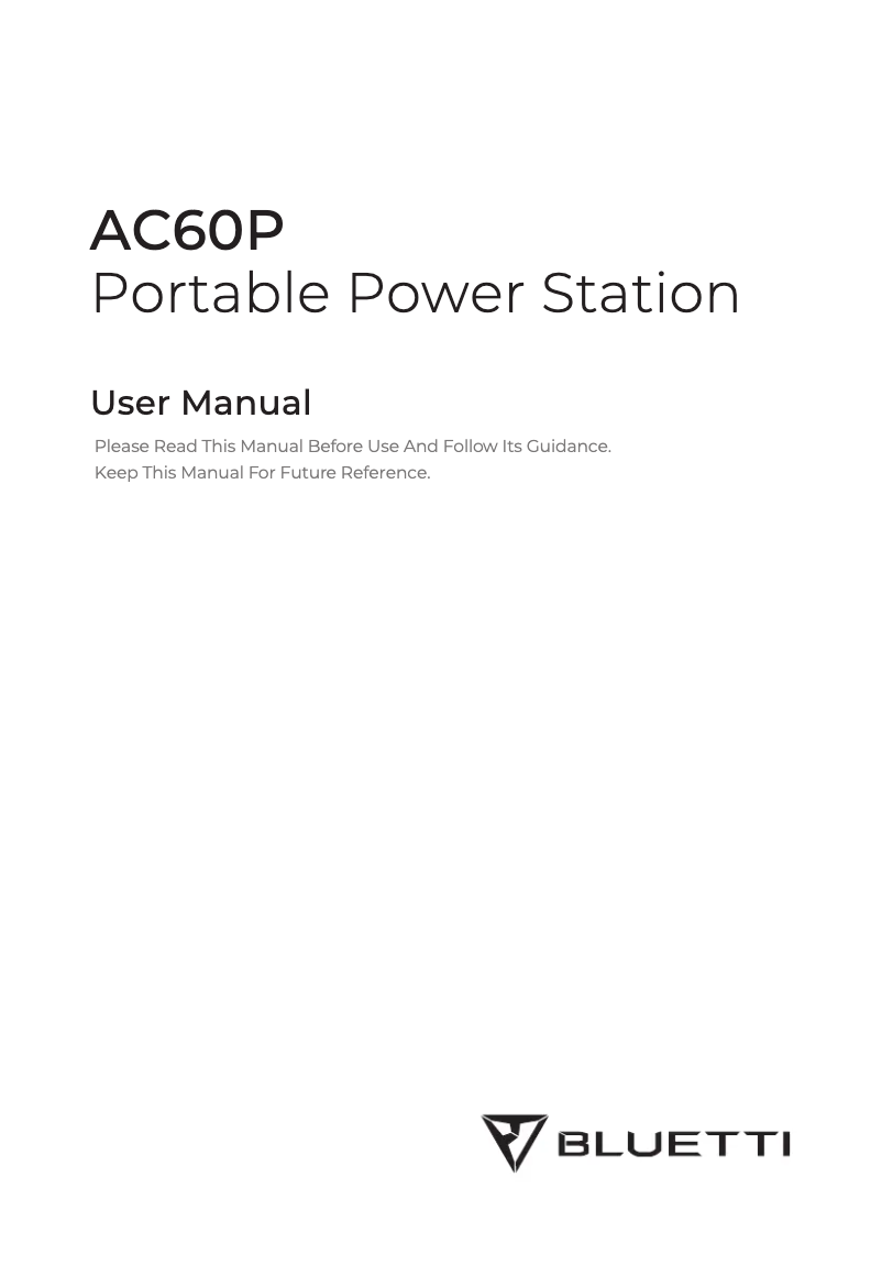 Image de la première page du manuel de l'appareil AC60P