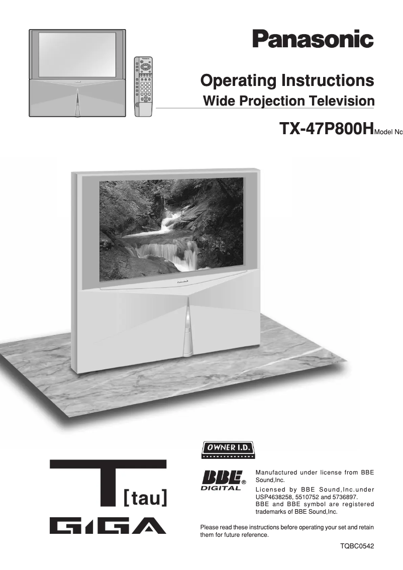 Page 1 de la notice Manuel utilisateur Panasonic TX-47P800H