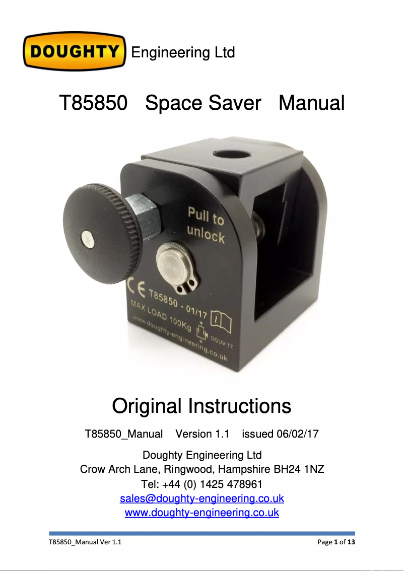 Page n°1 - Manuel utilisateur Doughty T85850