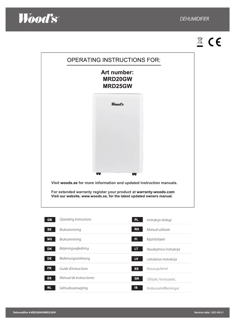 Página 1 del manual Manual de usuario Wood's MRD20GW