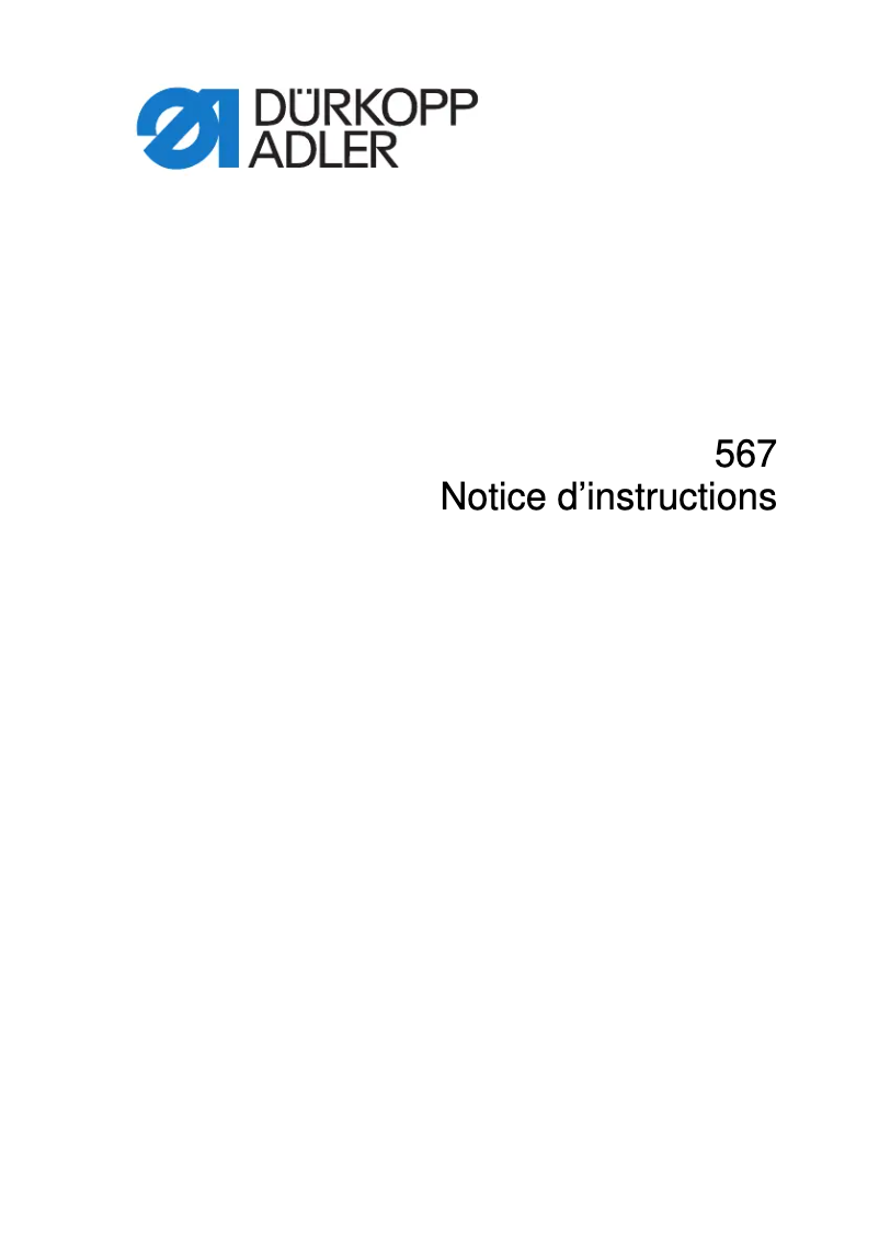 Page 1 of the manual User Manual Dürkopp Adler 567