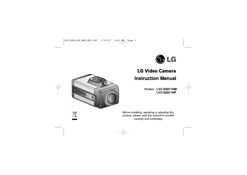 Page n°1 - Manuel utilisateur LG LVC-SX811HP