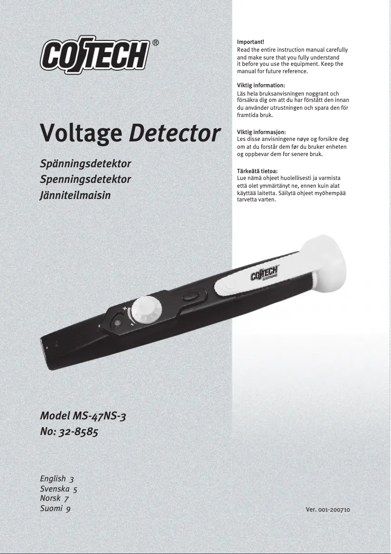 Page 1 de la notice Manuel utilisateur Cotech 32-8585