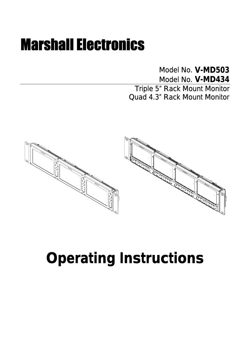 Page n°1 - Manuel utilisateur Marshall Electronics V-MD434