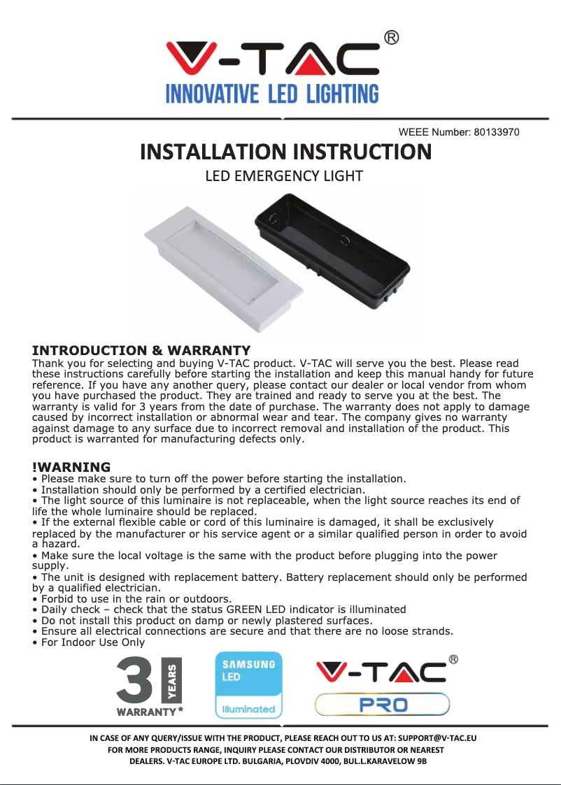 Page 1 de la notice Manuel utilisateur V-TAC VT-511S