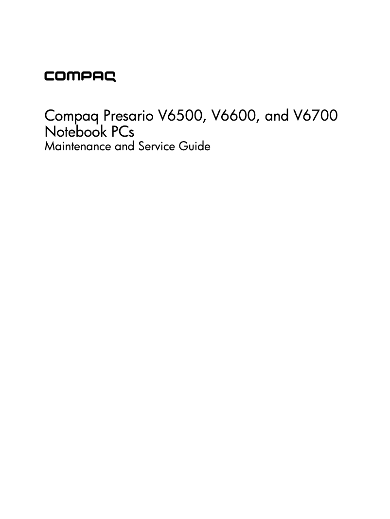 Page n°1 - Manuel utilisateur Compaq Presario V6600