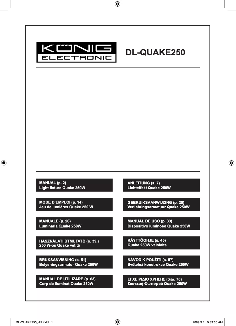 Image de la première page du manuel de l'appareil DL-QUAKE250